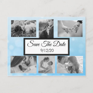 Blue bubbles Photo Save the Date Postcard