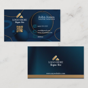 Blue Bubbles QR Code Business Cards 26 Pack of 100