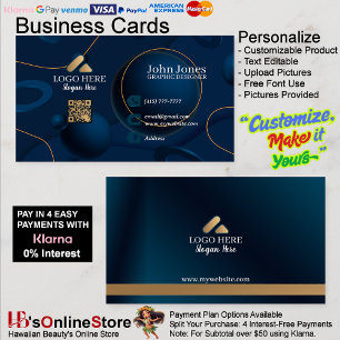 Blue Bubbles QR Code Business Cards 26 Pack of 100