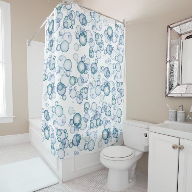 Blue bubbles shower curtain (In Situ)