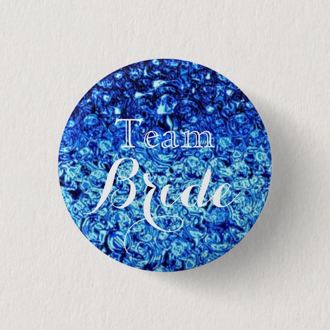 Blue Bubbles white Wedding Team Bride 1 Inch Round Button (Front)