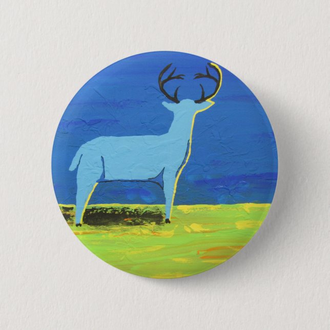 Blue Buck 2 Inch Round Button (Front)