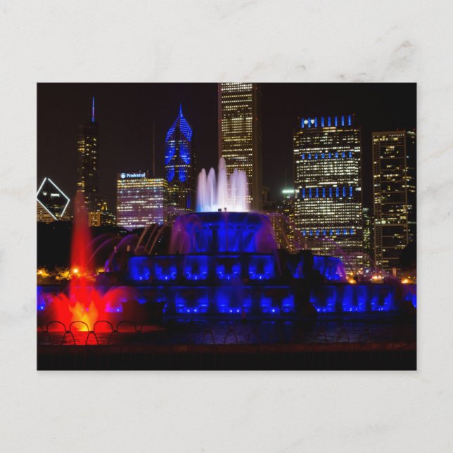 Blue Buckingham Fountain Postcard (Front)