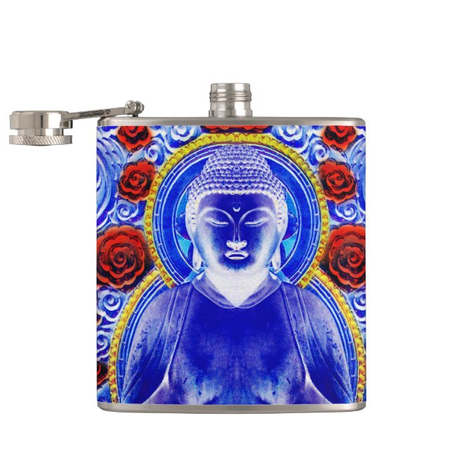 Blue Buddha  Hip Flask (Opened)