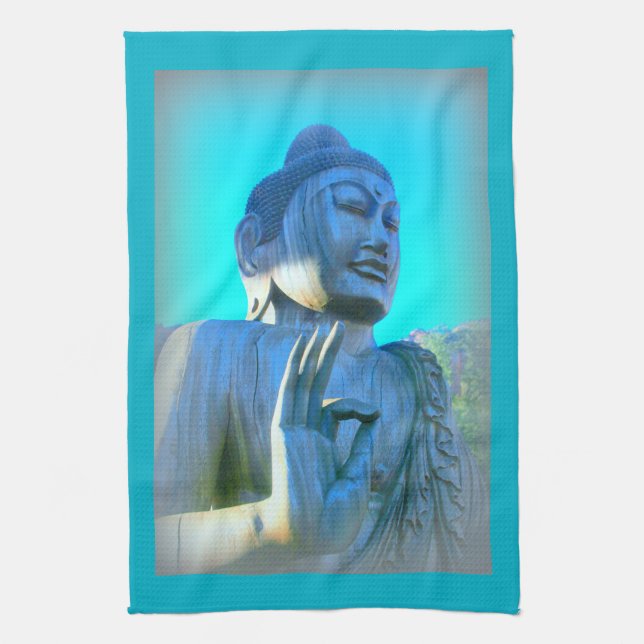 blue buddha kitchen towel (Vertical)