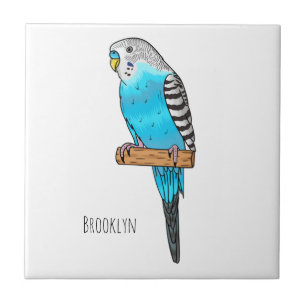 Blue Buddhigar bird cartoon illustration Tile