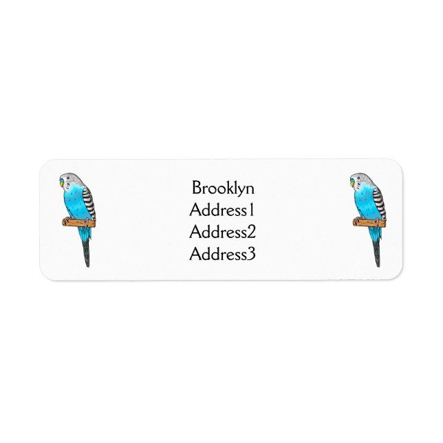 Blue budgerigar bird cartoon illustration (Front)