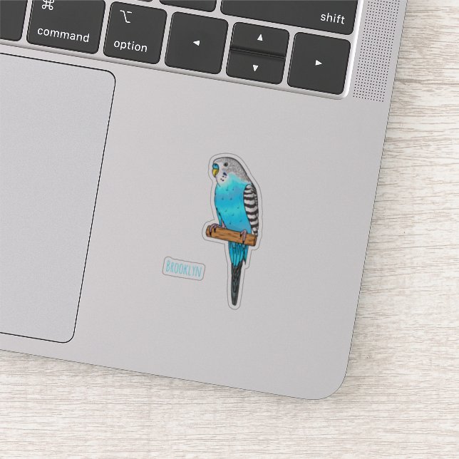 Blue budgerigar bird cartoon illustration (Detail)