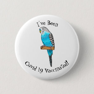 Blue budgerigar bird cartoon illustration 2 inch round button