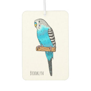 Blue budgerigar bird cartoon illustration air freshener