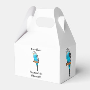 Blue budgerigar bird cartoon illustration favor box