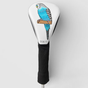 Blue budgerigar bird cartoon illustration golf head cover