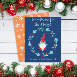 Blue Budget Gnome for Holidays Elf Wreath Card