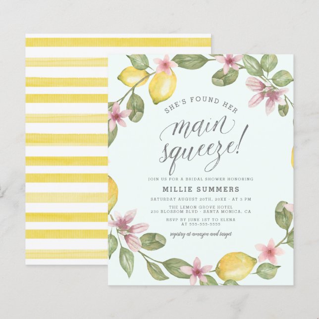 Blue | Budget Lemon Main Squeeze Bridal Shower (Front/Back)