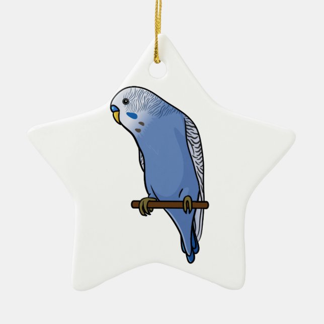 Blue Budgie Ceramic Ornament (Front)