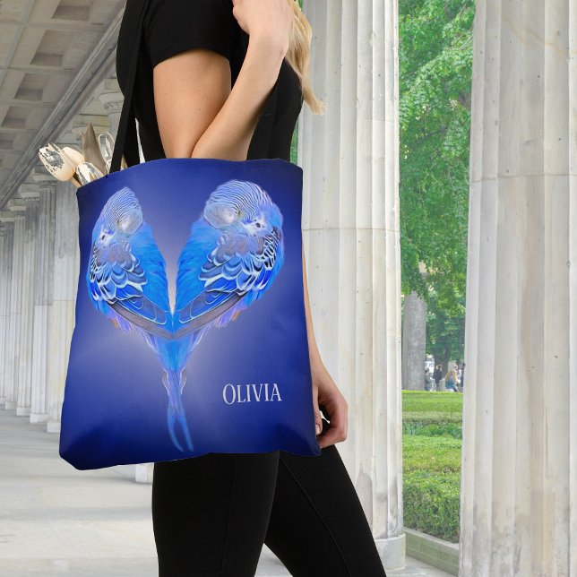Blue budgie personalizable tote bag (Creator Uploaded)