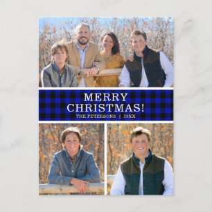 Blue Buffalo Check 3 Photo  Holiday Postcard