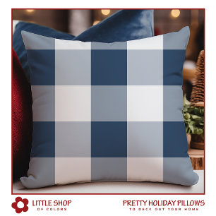 Blue Buffalo Check Christmas Throw Pillow