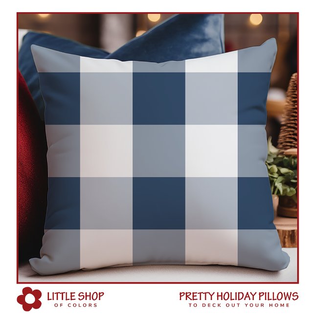 Blue Buffalo Check Christmas Throw Pillow (Creator Uploaded)