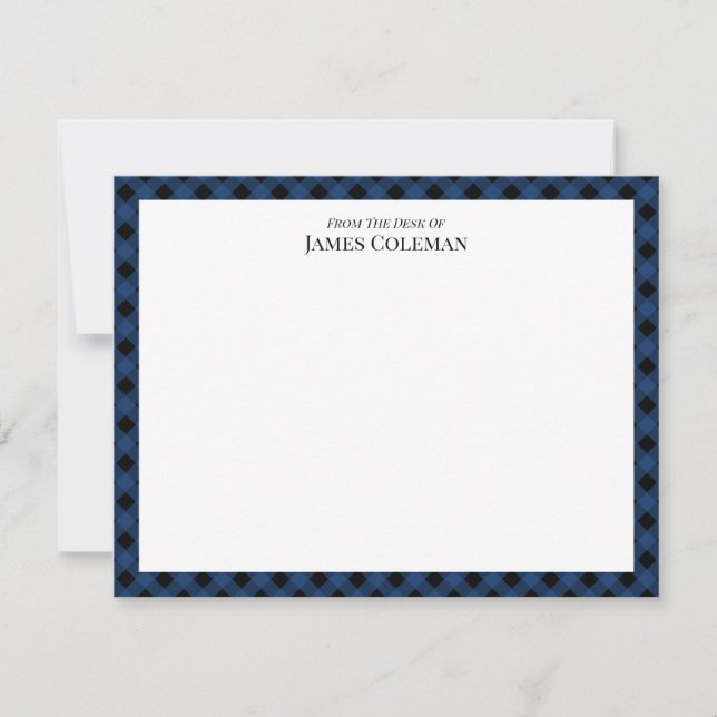 Blue Buffalo Check From The Desk Of Elegant Name Card (Front)