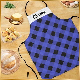 Blue Buffalo Check Personalized Christmas Kitchen Apron