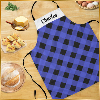 Blue Buffalo Check Personalized Christmas Kitchen Apron