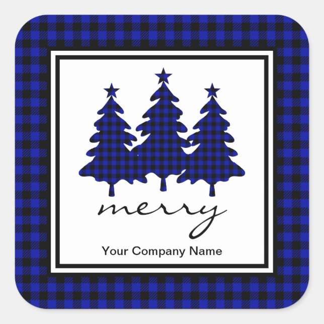 Blue Buffalo Check Pine Trees Company Square Sticker (Front)