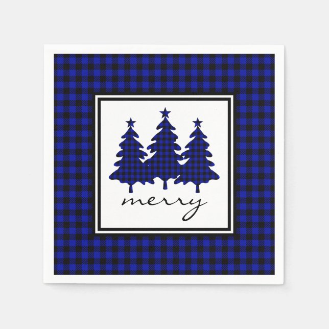Blue Buffalo Check Pine Trees Napkin (Front)