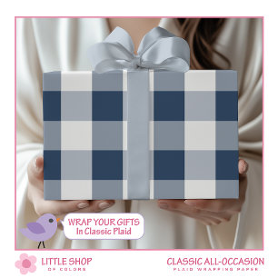 Blue Buffalo Check Wrapping Paper