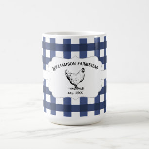 Blue Buffalo Plaid Farm Poulet de café Mug