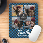 Blue Buffalo Plaid Lumberjack Family Photo Collage Mouse Pad<br><div class="desc">Upload your favourite photos to make your own unique personalized photo gift.</div>