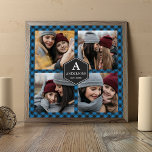 Blue Buffalo Plaid Lumberjack Family Photo Collage Poster<br><div class="desc">Upload your favourite photos to make your own unique personalized photo gift.</div>