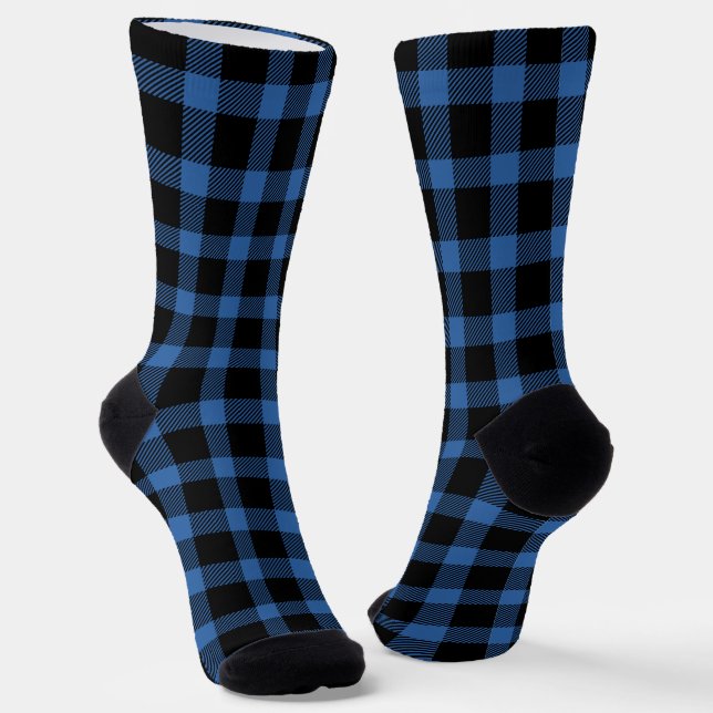 Blue Buffalo Plaid Socks (Angled)
