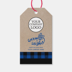 Blue Buffalo Plaid Warm Wishes Company Christmas Gift Tags