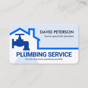 Blue Building Frame Leaking Faucet Business Card