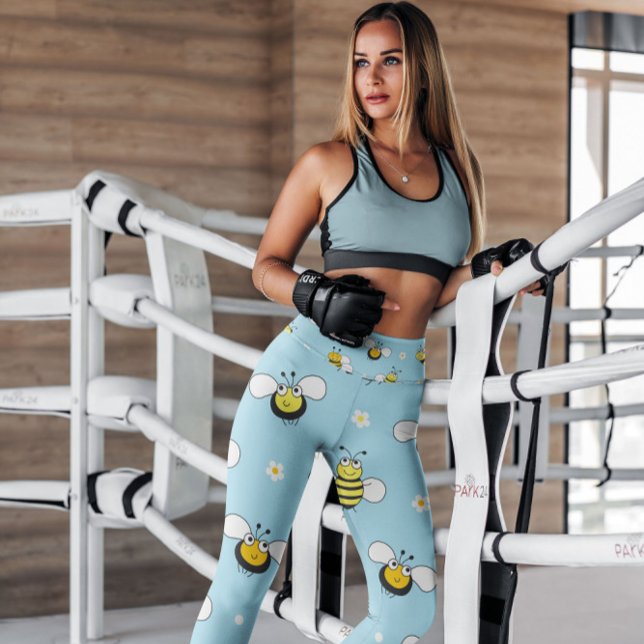 Blue Bumblebees Floral Patterned | Leggings (Creator Uploaded)