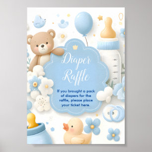 Blue Bundle Joy: Baby Boy Shower Diaper Raffle  Poster