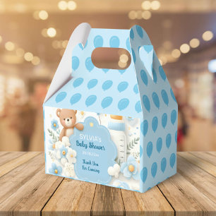Blue Bundle Joy: Teddy Bear Baby Boy Shower Favor Box