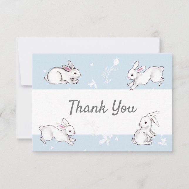 Blue Bunnies Merci Cartes de notes (Devant)