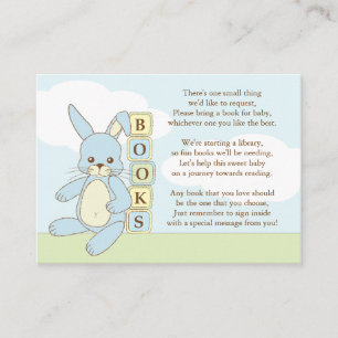 Blue Bunny Baby Shower Book Insert Request Card