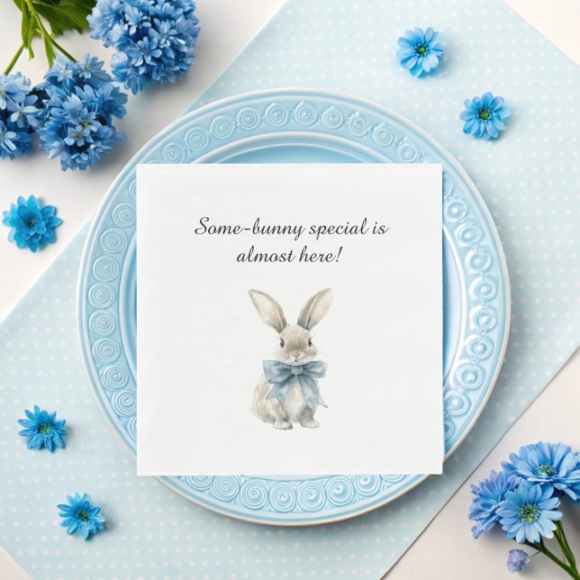 Blue Bunny Baby Shower Napkin (Creator Uploaded)