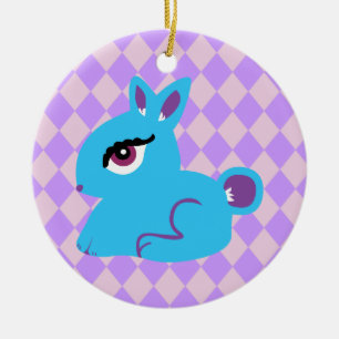 Blue Bunny Ceramic Ornament