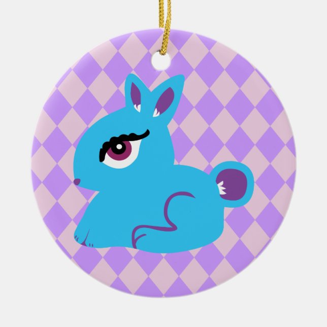 Blue Bunny Ceramic Ornament (Front)