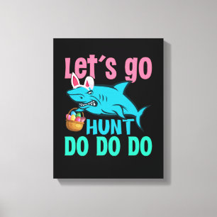 Blue Bunny Ears Shark Easter Egg Hunt Canvas Print