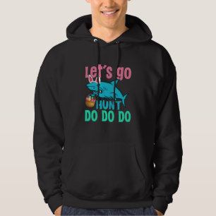 Blue Bunny Ears Shark Easter Egg Hunt Hoodie