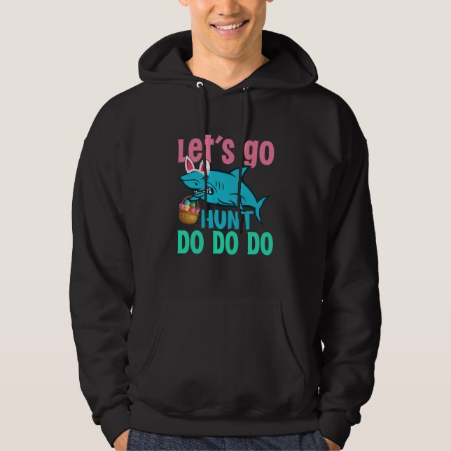 Blue Bunny Ears Shark Easter Egg Hunt Hoodie (Front)