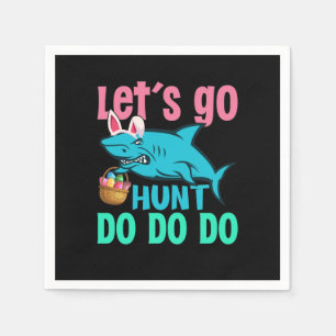 Blue Bunny Ears Shark Easter Egg Hunt Napkin