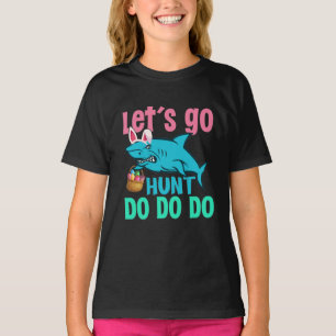 Blue Bunny Ears Shark Easter Egg Hunt T-Shirt