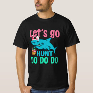 Blue Bunny Ears Shark Easter Egg Hunt T-Shirt
