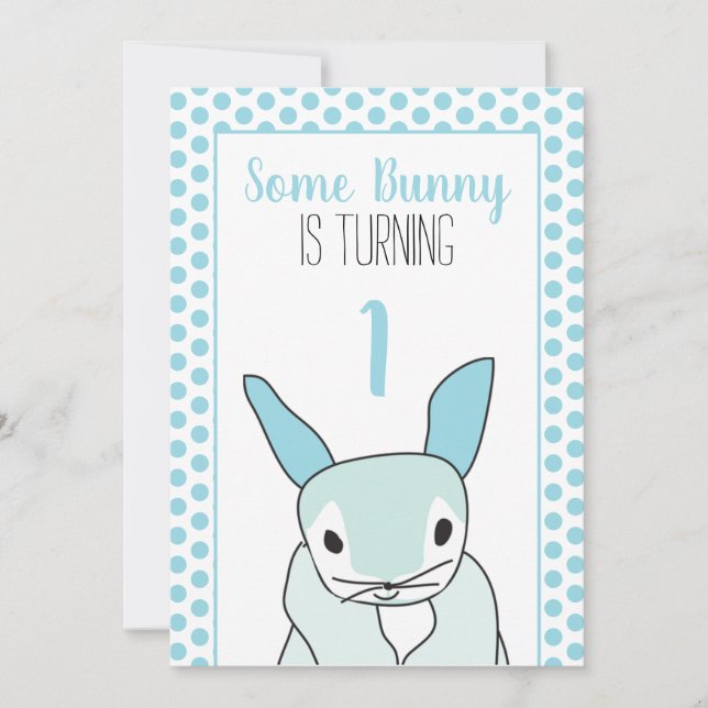 Blue Bunny First 1st Birthday Invitation (Front)